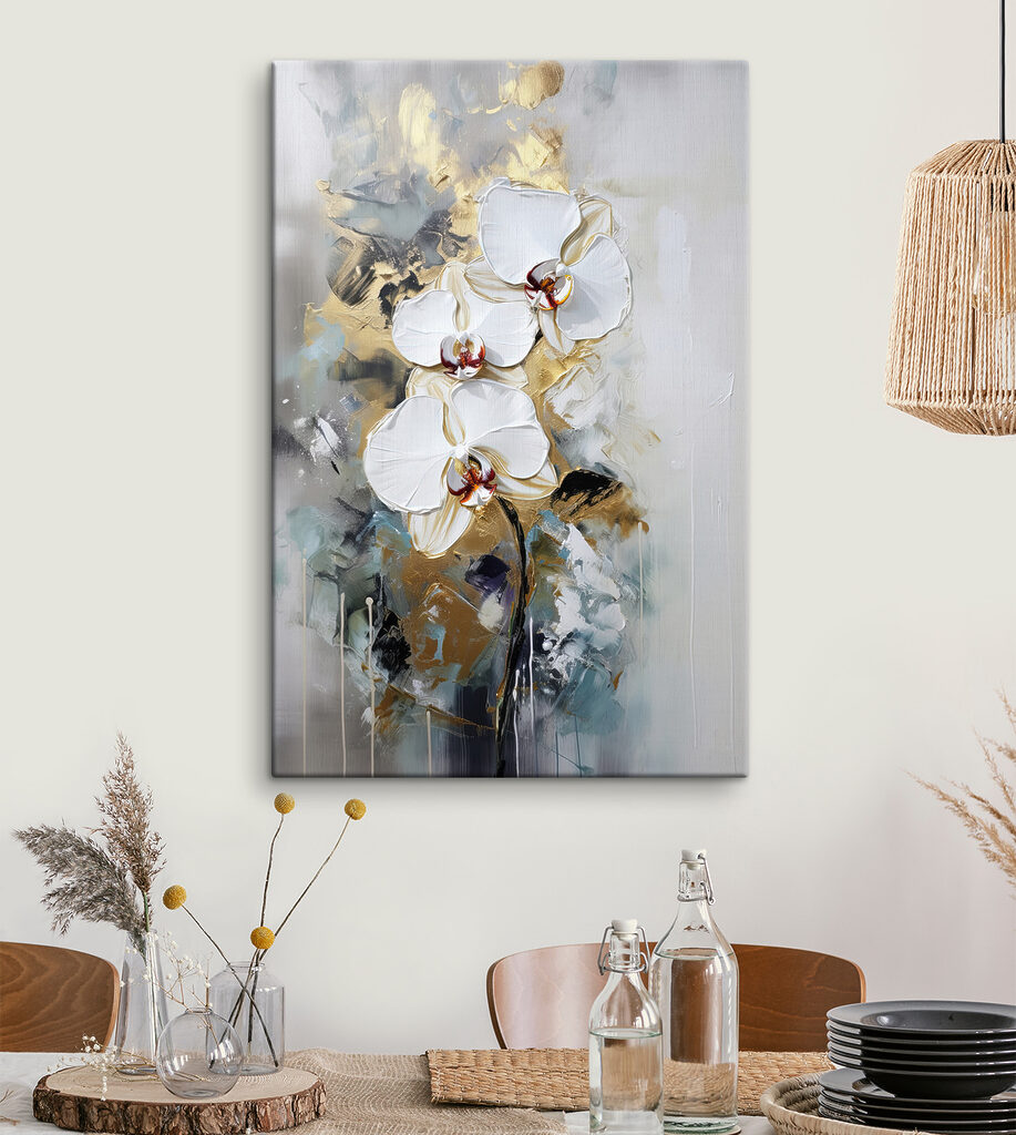 A painting of white flowers A painting of white flowers