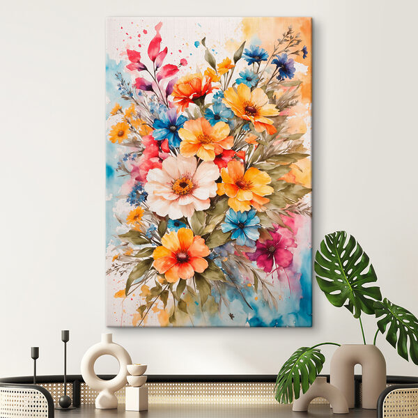 Une peinture de fleurs sur une surface blanche Une peinture de fleurs sur une surface blanche