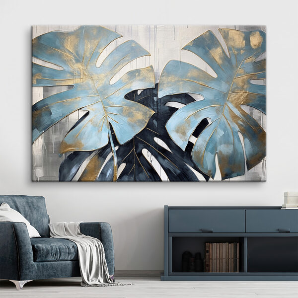Elegant blue leaves in artistic bloom