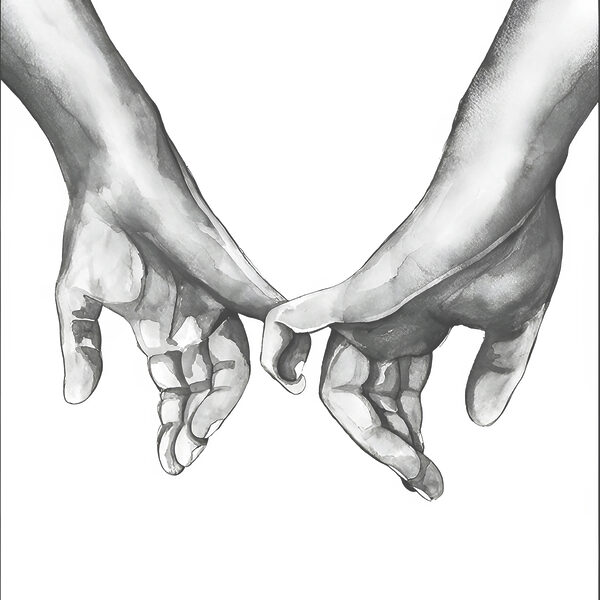 Un dessin de deux mains se tenant l'une l'autre Un dessin de deux mains se tenant l'une l'autre