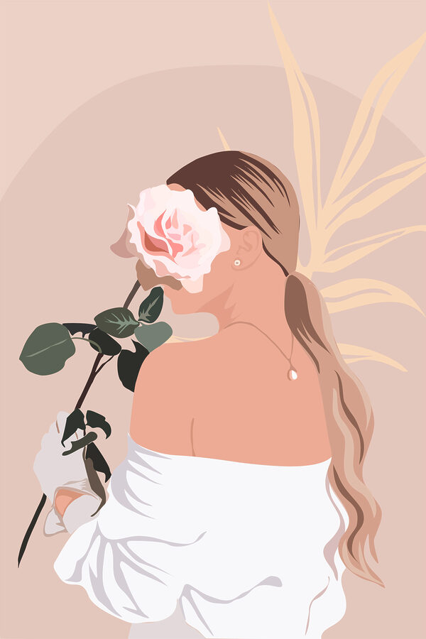 Une femme tenant une rose Une femme tenant une rose