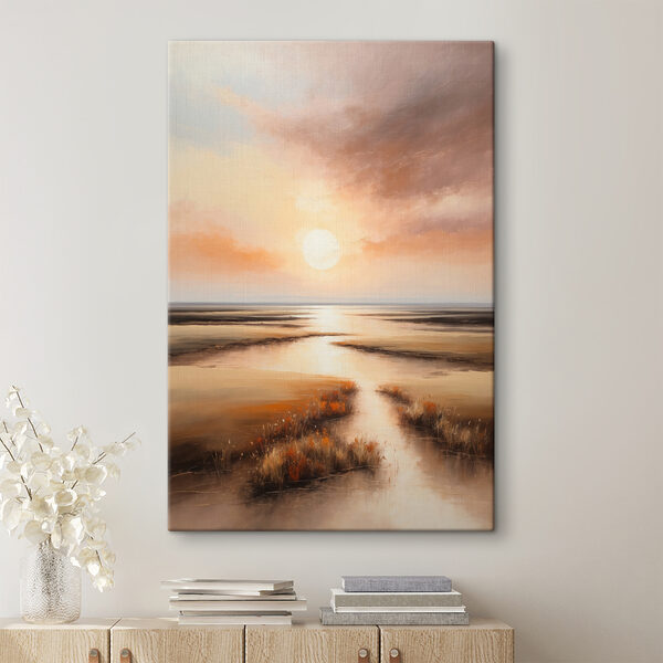 Peinture d'un coucher de soleil sur un marais Peinture d'un coucher de soleil sur un marais