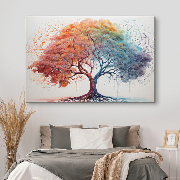 Un arbre avec des feuilles de différentes couleurs Un arbre avec des feuilles de différentes couleurs