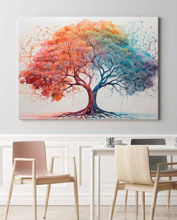 Un arbre avec des feuilles de différentes couleurs Un arbre avec des feuilles de différentes couleurs