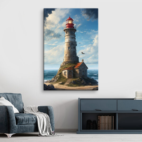 Phare sur un rocher avec l'île Ford en arrière-plan Phare sur un rocher avec l'île Ford en arrière-plan