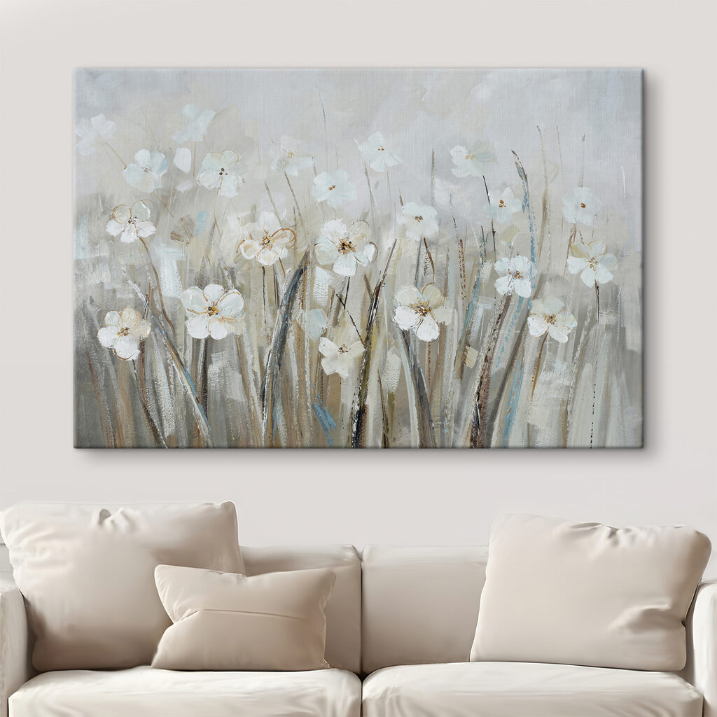 A painting of white flowers