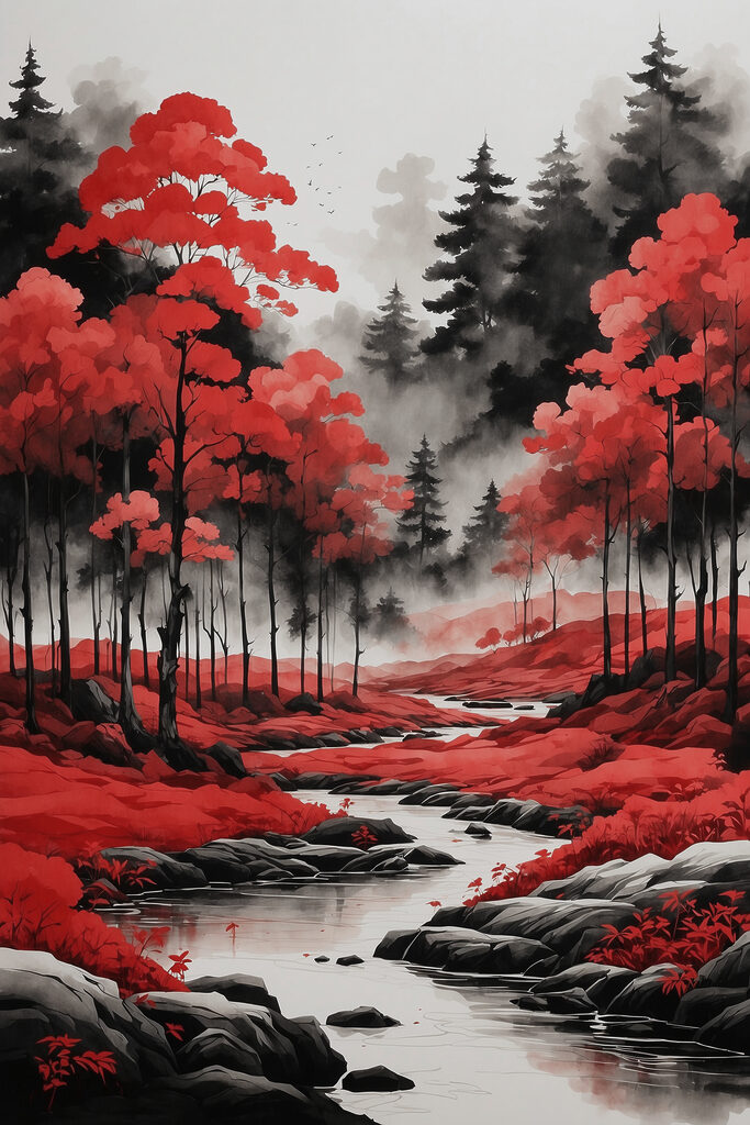 A river running through a forest A river running through a forest