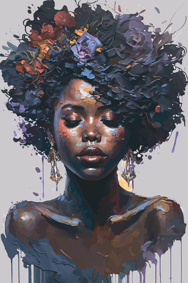 Une femme avec des fleurs dans les cheveux Une femme avec des fleurs dans les cheveux