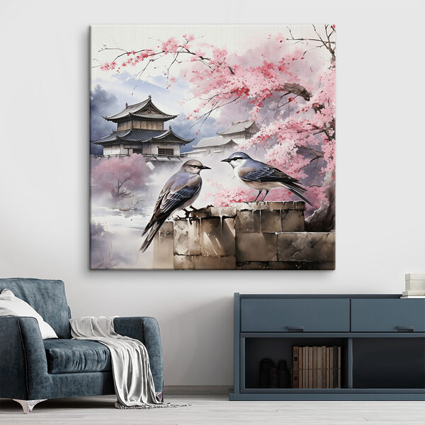 Une peinture d'oiseaux sur un mur Une peinture d'oiseaux sur un mur