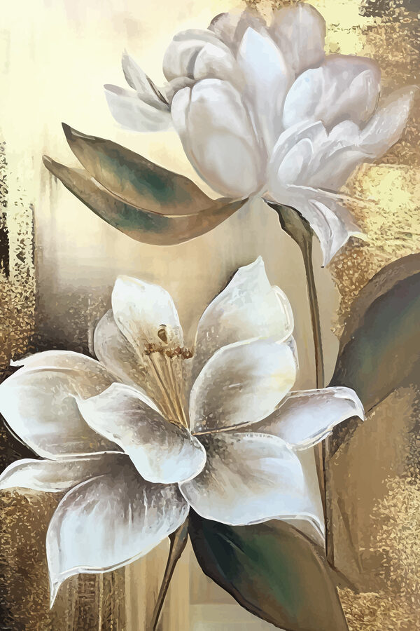 Une peinture de fleurs sur un mur Une peinture de fleurs sur un mur