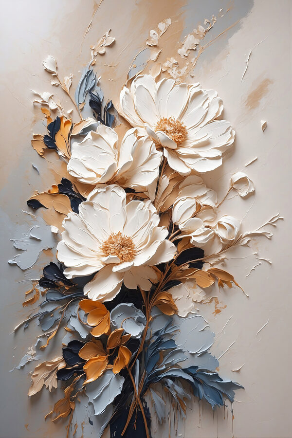 Une peinture de fleurs sur un mur Une peinture de fleurs sur un mur