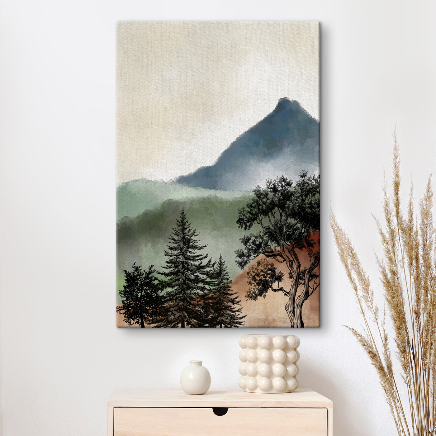 A painting of a mountain range A painting of a mountain range