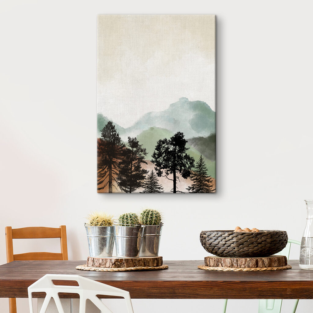 A landscape with trees and mountains