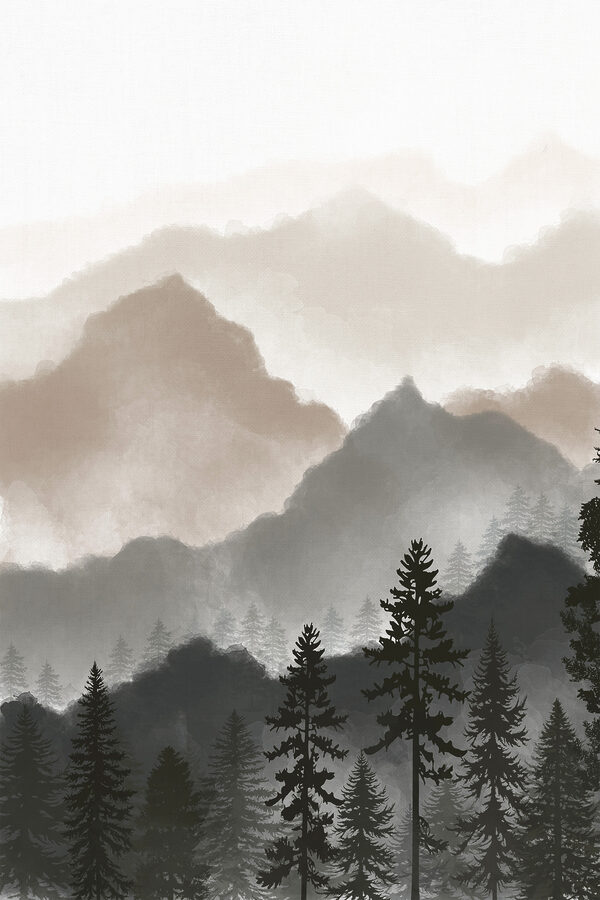 Un paysage de montagnes et d'arbres Un paysage de montagnes et d'arbres