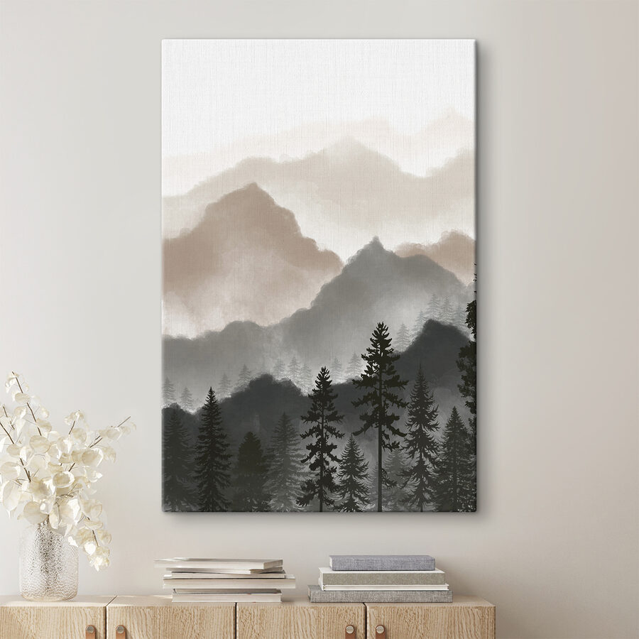 Un paysage de montagnes et d'arbres