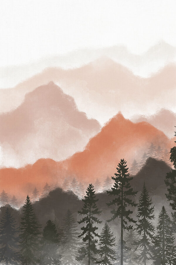 Un paysage de montagnes et d'arbres Un paysage de montagnes et d'arbres