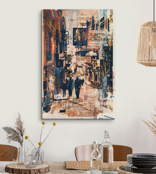 A group of people walking down a street A group of people walking down a street