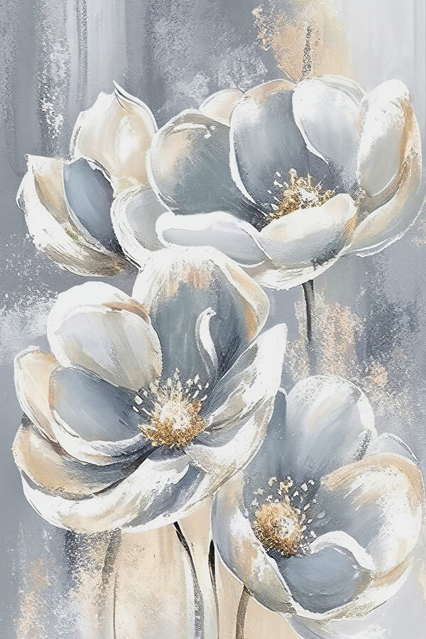 Peinture de fleurs sur fond gris Peinture de fleurs sur fond gris