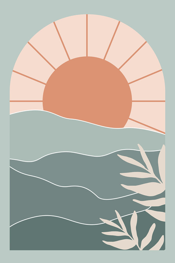 Un soleil sur l'eau avec des feuilles Un soleil sur l'eau avec des feuilles
