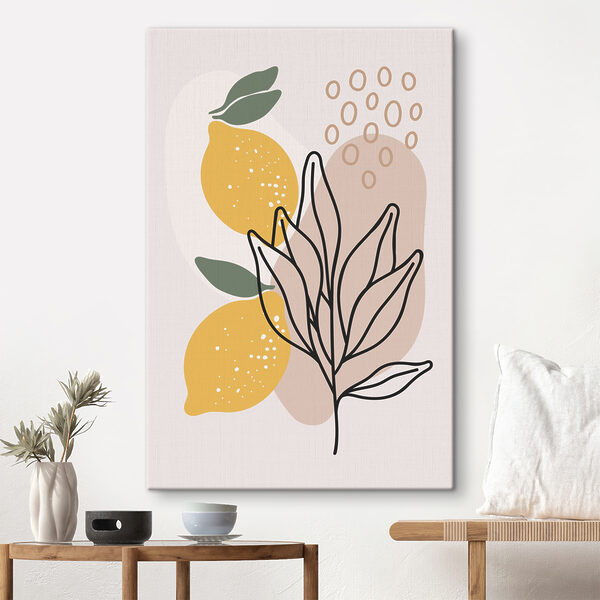Un citron et des feuilles dessinés sur un fond blanc Un citron et des feuilles dessinés sur un fond blanc
