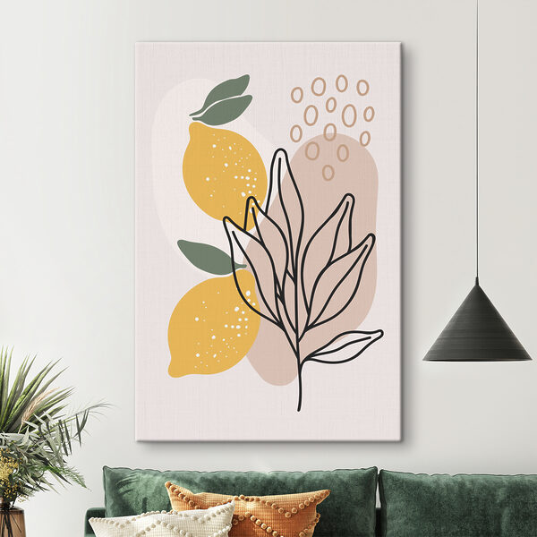 Un citron et des feuilles dessinés sur un fond blanc Un citron et des feuilles dessinés sur un fond blanc
