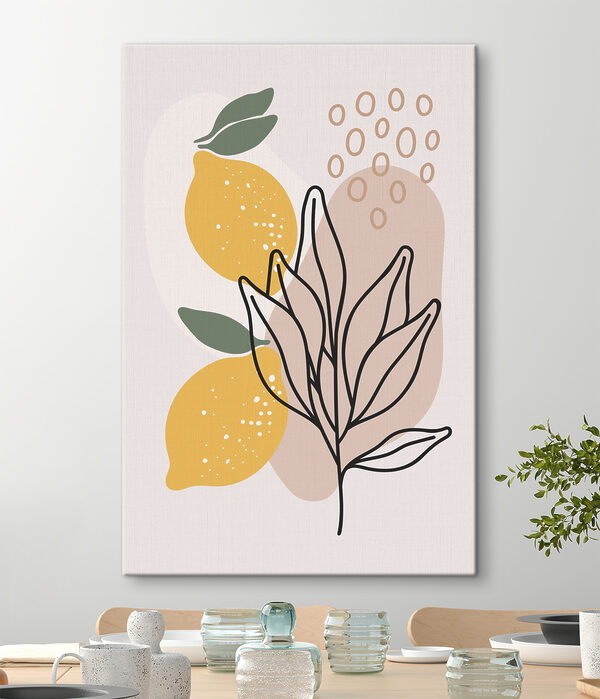 Un citron et des feuilles dessinés sur un fond blanc Un citron et des feuilles dessinés sur un fond blanc