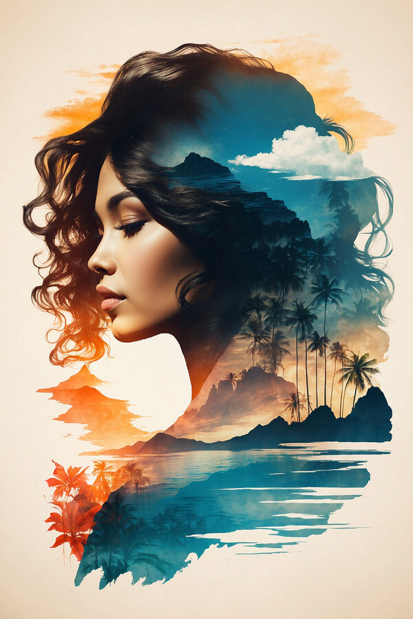 Un visage de femme et un paysage Un visage de femme et un paysage