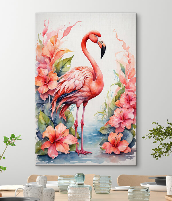 Un flamant rose et des fleurs Un flamant rose et des fleurs