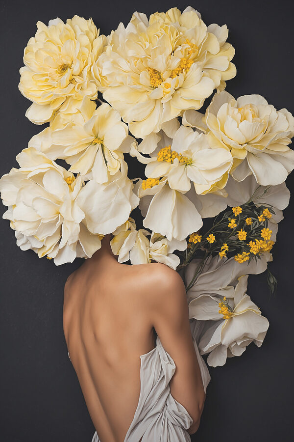 Une femme avec des fleurs sur la tête Une femme avec des fleurs sur la tête
