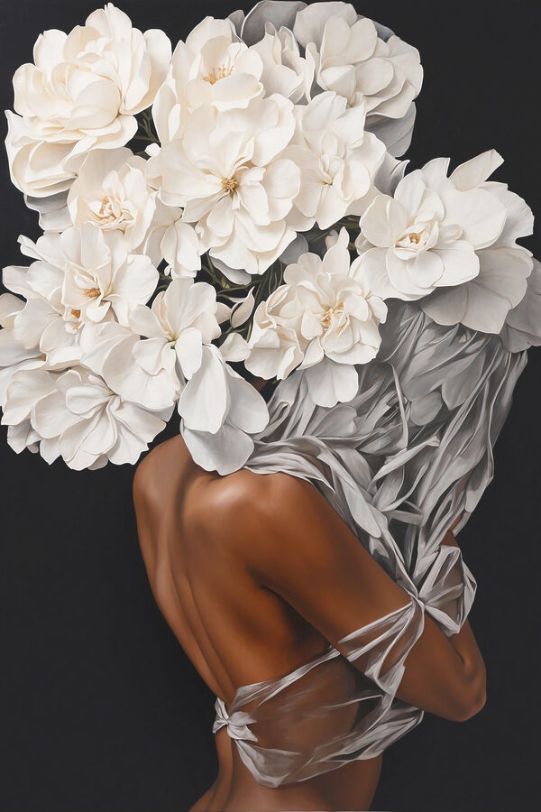 Une femme avec des fleurs blanches sur la tête Une femme avec des fleurs blanches sur la tête