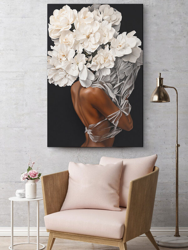 Une femme avec des fleurs blanches sur la tête Une femme avec des fleurs blanches sur la tête
