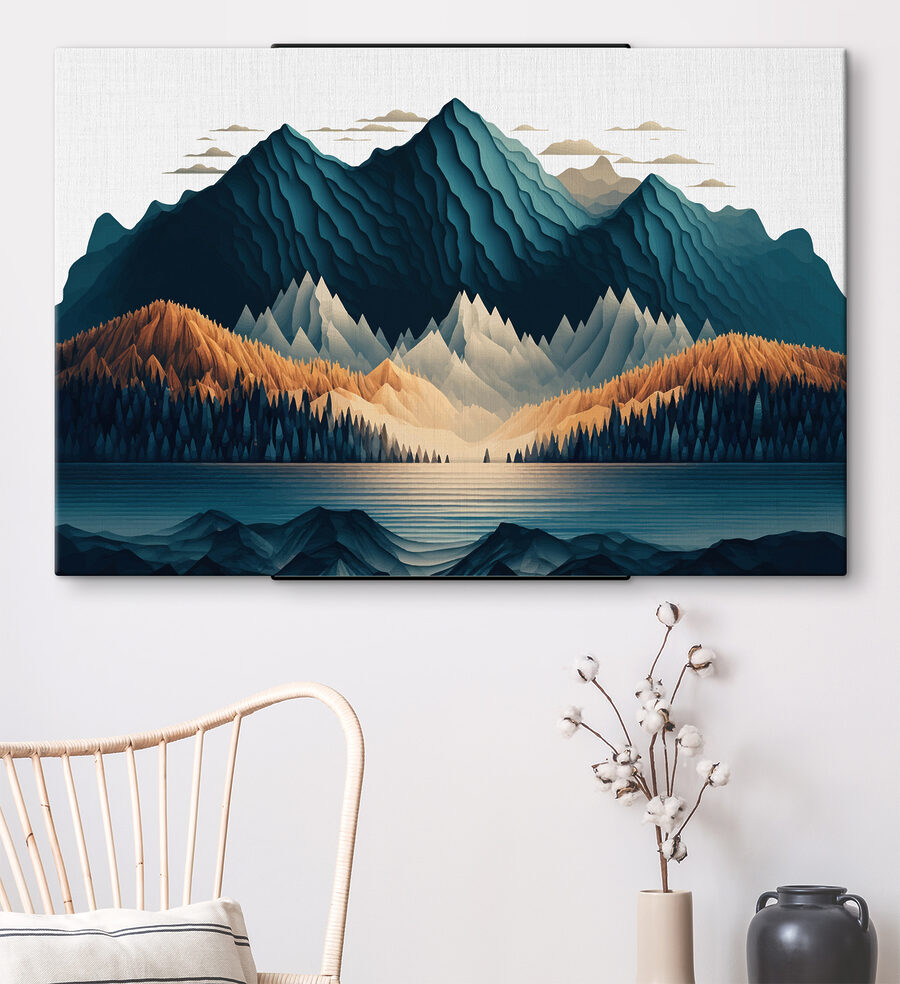 Une chaîne de montagnes avec des arbres et un lac