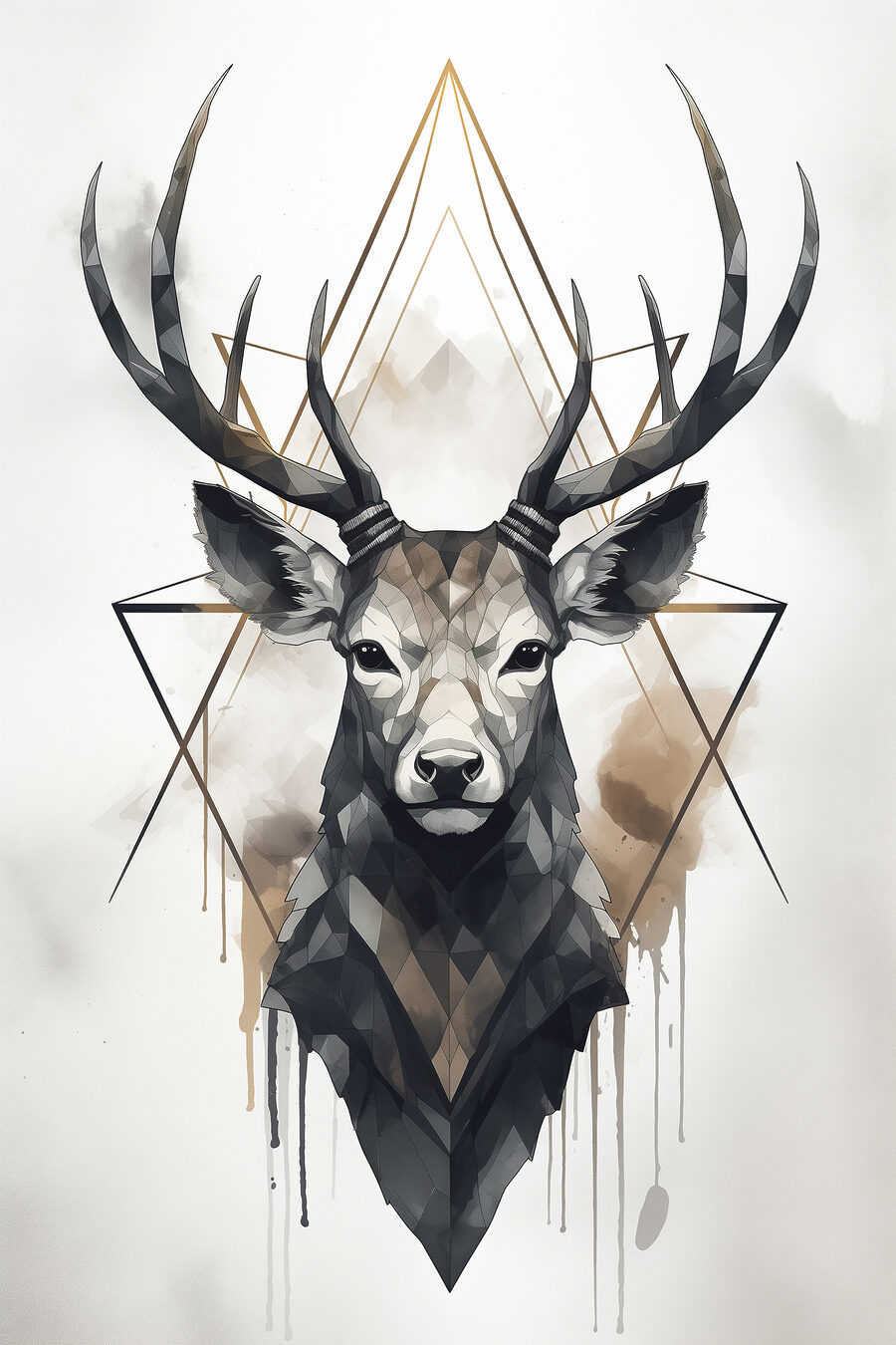 Peinture d'un cerf avec des bois Peinture d'un cerf avec des bois