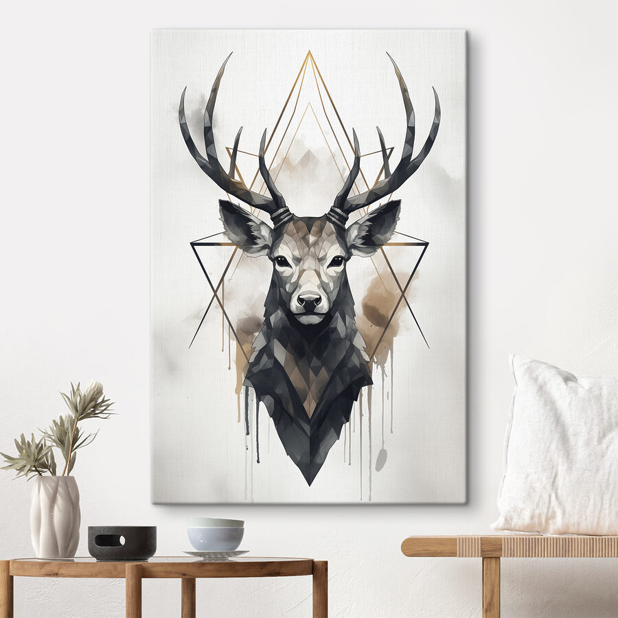 Peinture d'un cerf avec des bois Peinture d'un cerf avec des bois