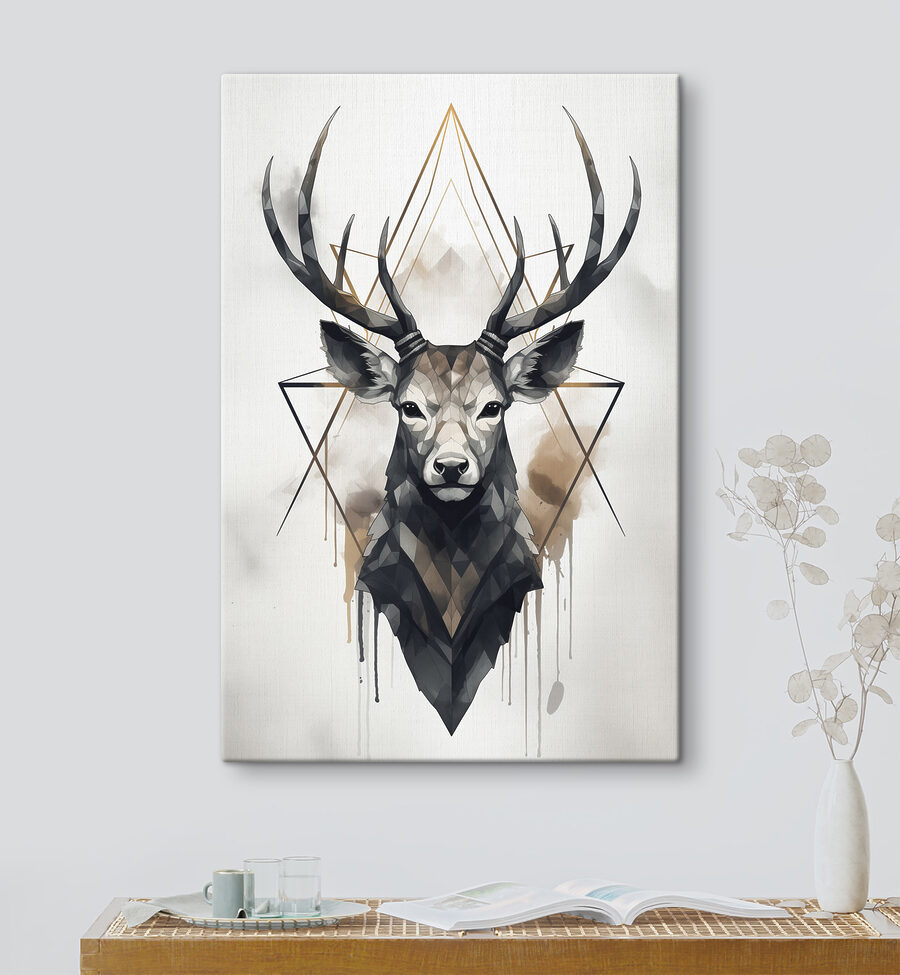 Peinture d'un cerf avec des bois Peinture d'un cerf avec des bois