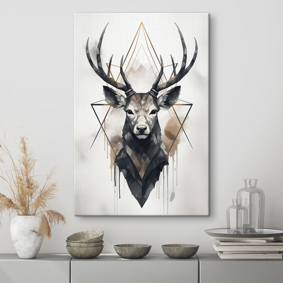 Peinture d'un cerf avec des bois Peinture d'un cerf avec des bois