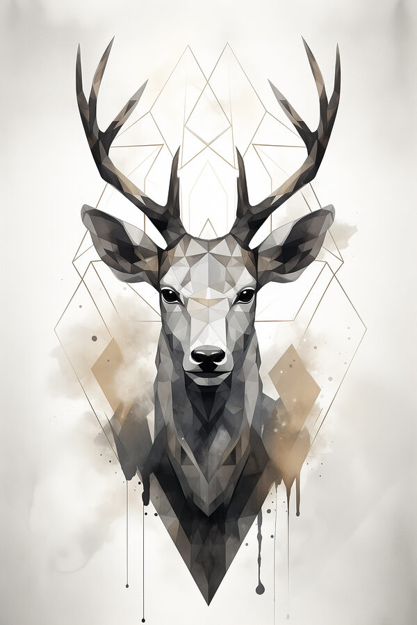 Un cerf avec des bois et un motif géométrique Un cerf avec des bois et un motif géométrique