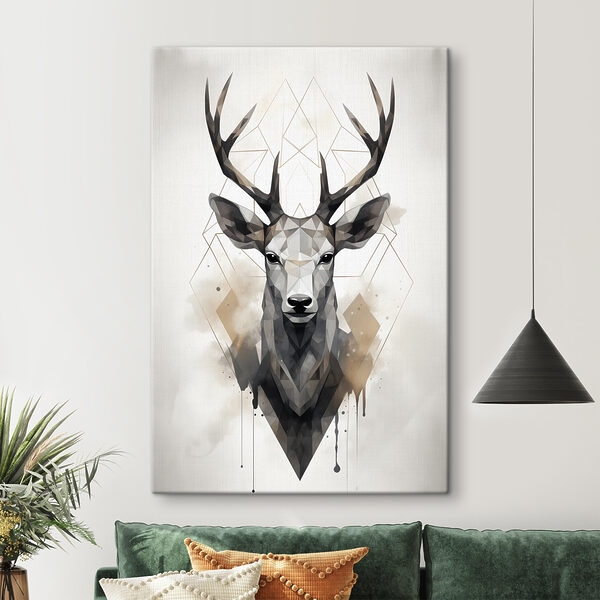 Un cerf avec des bois et un motif géométrique Un cerf avec des bois et un motif géométrique