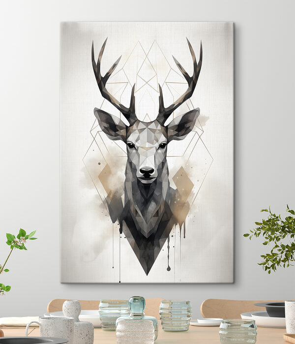 Un cerf avec des bois et un motif géométrique Un cerf avec des bois et un motif géométrique