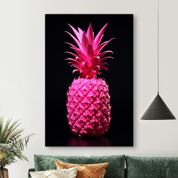 Ananas rose sur fond noir