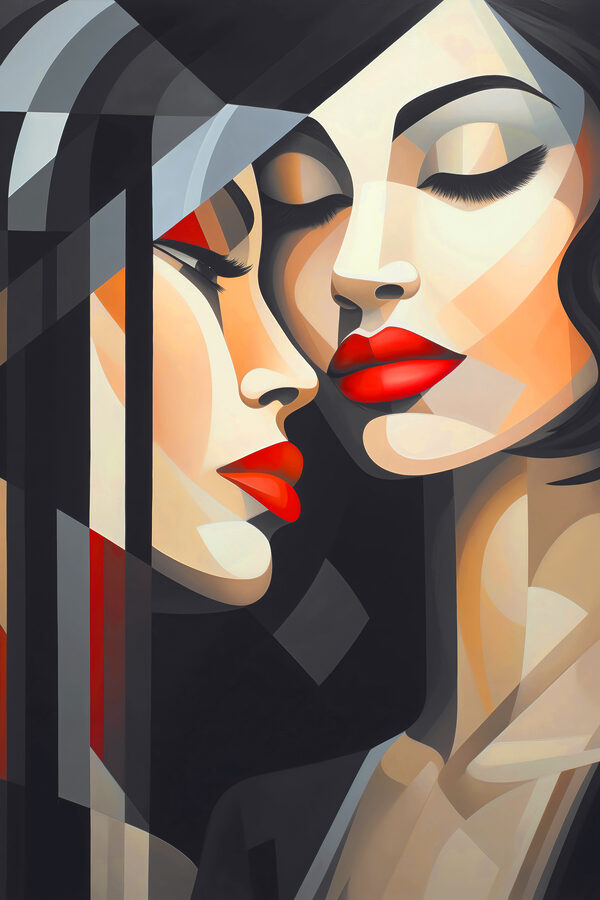 Une peinture de femmes aux lèvres rouges Une peinture de femmes aux lèvres rouges