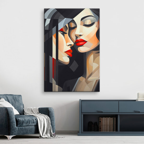 Une peinture de femmes aux lèvres rouges Une peinture de femmes aux lèvres rouges