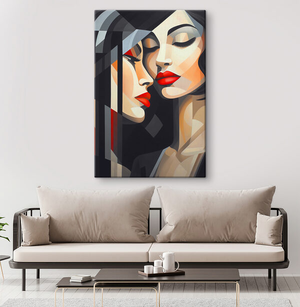 Une peinture de femmes aux lèvres rouges Une peinture de femmes aux lèvres rouges