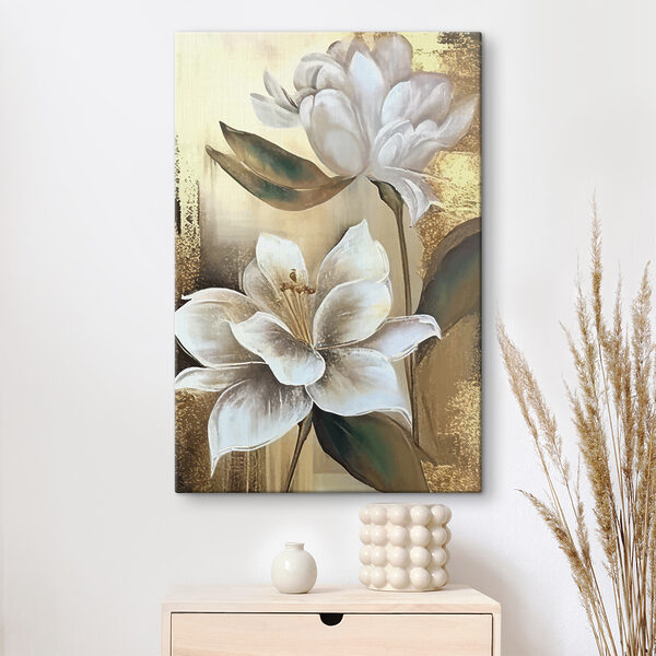 Une peinture de fleurs sur un mur Une peinture de fleurs sur un mur
