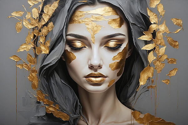 Beauté éthérée ornée de feuilles métalliques Beauté éthérée ornée de feuilles métalliques