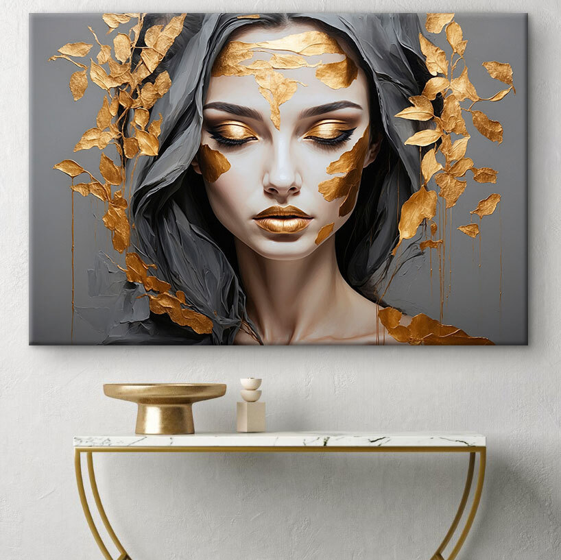 Beauté éthérée ornée de feuilles métalliques