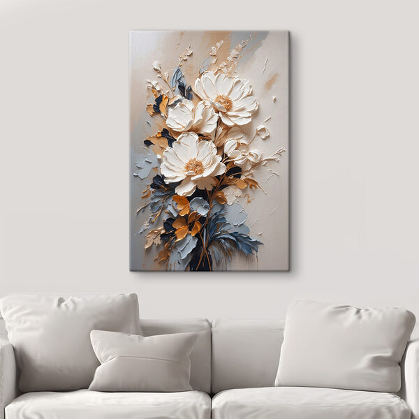 Une peinture de fleurs sur un mur Une peinture de fleurs sur un mur