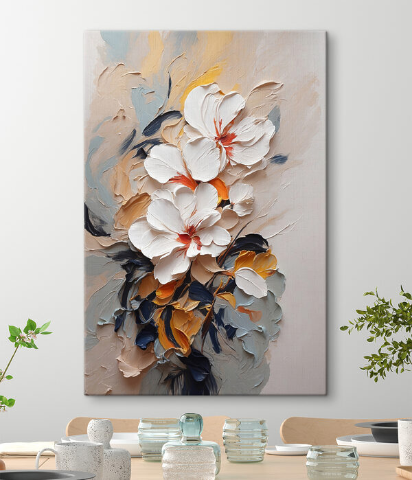 Une peinture de fleurs sur un mur Une peinture de fleurs sur un mur
