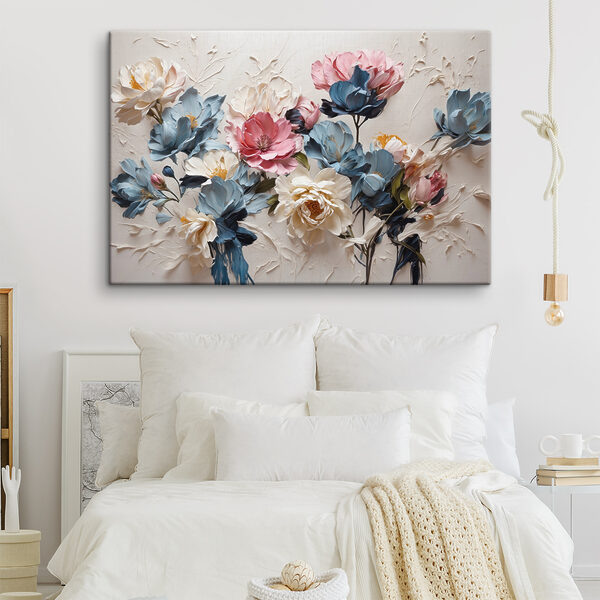 Une peinture de fleurs sur une surface blanche Une peinture de fleurs sur une surface blanche