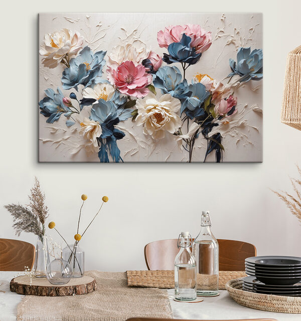 Une peinture de fleurs sur une surface blanche Une peinture de fleurs sur une surface blanche